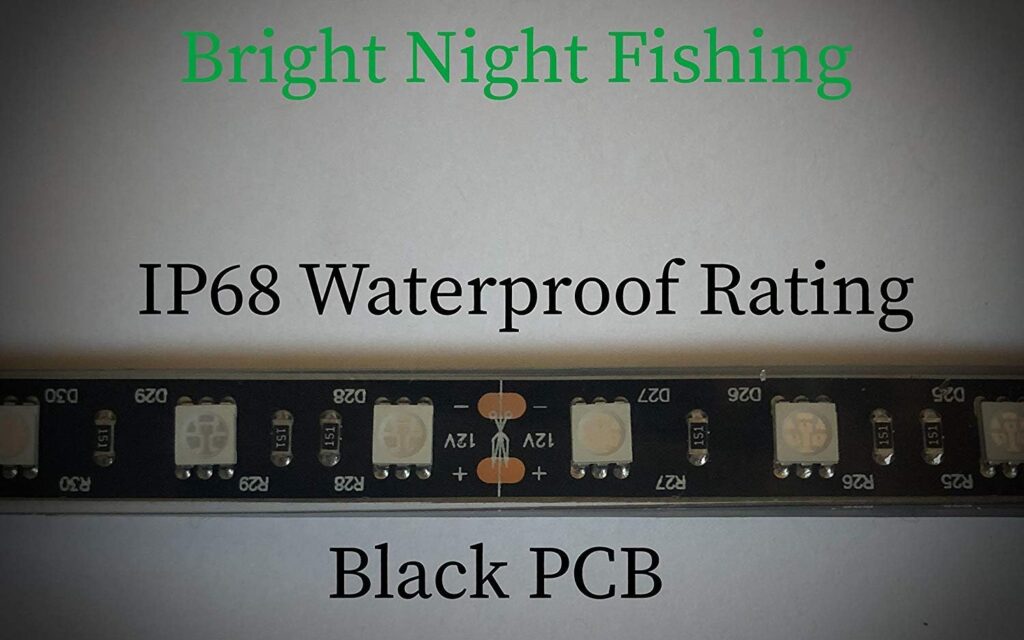 Bright Night Fishing 20 Foot UV Green LED Strip, Black Fishing Light, Fluorescent, Florescent, Ultraviolet Boat bass Fishing 12v dc Priority Shipping Pontoon Kayak John Boat Florescent line Glow
