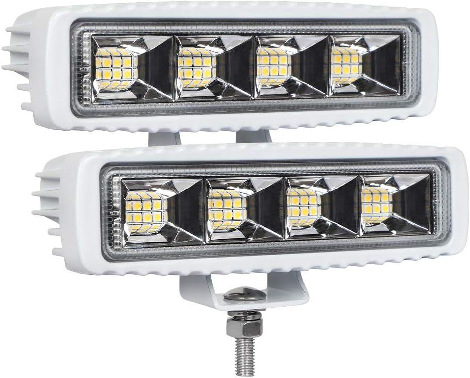 EXZEIT Waterproof Led Boat Lights, 2 pc 72W Deck/Dock Marine Lights 4000LMS 120°Flood Light, 6.3inch, 12/24 V Led Light Bar