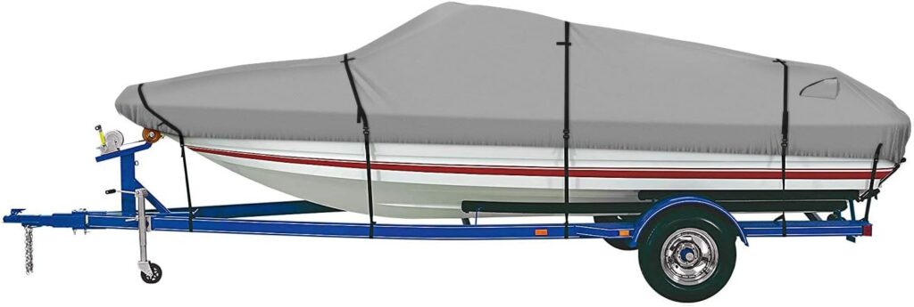 iCOVER Trailerable Boat Cover- 14-16 600D Water Proof Heavy Duty,Fits V-Hull,FishSki,Pro-Style,Fishing Boat,Utiltiy Boats, Runabout,Bass Boat,up to 14ft-16ft Long X 90 Wide,PRO