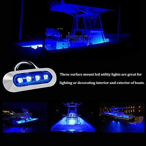 PSEQT 3.8 Waterproof Boat Marine LED Lights Courtesy Interior Deck Light Navigation Transom Stern Cabin Lighting for Pontoon Fishing Boat Kayak Sailboat Bass Boat Vessel 12V 24V (Blue 6Pcs)