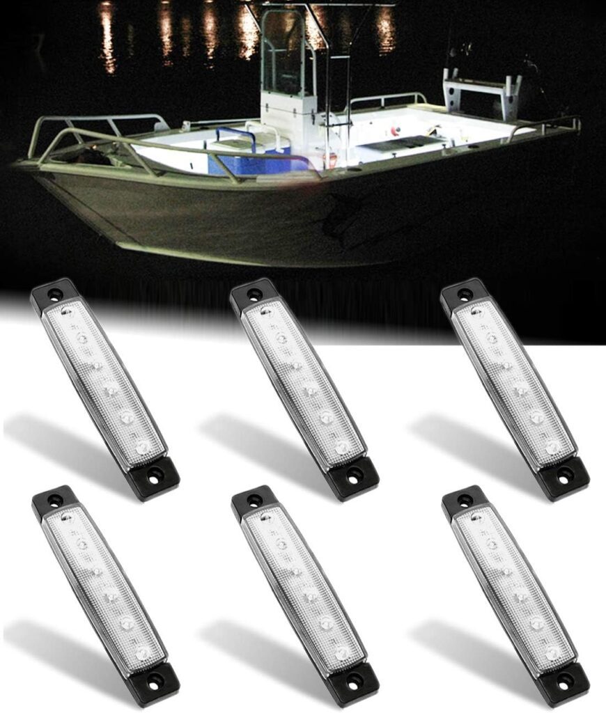 Shangyuan Marine Boat Lights, Utility Led Interior Lights For Boat Deck Courtesy Transom Cockpit Light, 12v Waterproof Marine Lighs For Yacht Fishing Pontoon Boat Sailboat Kayak Bass Boat Vessel, 6Pcs